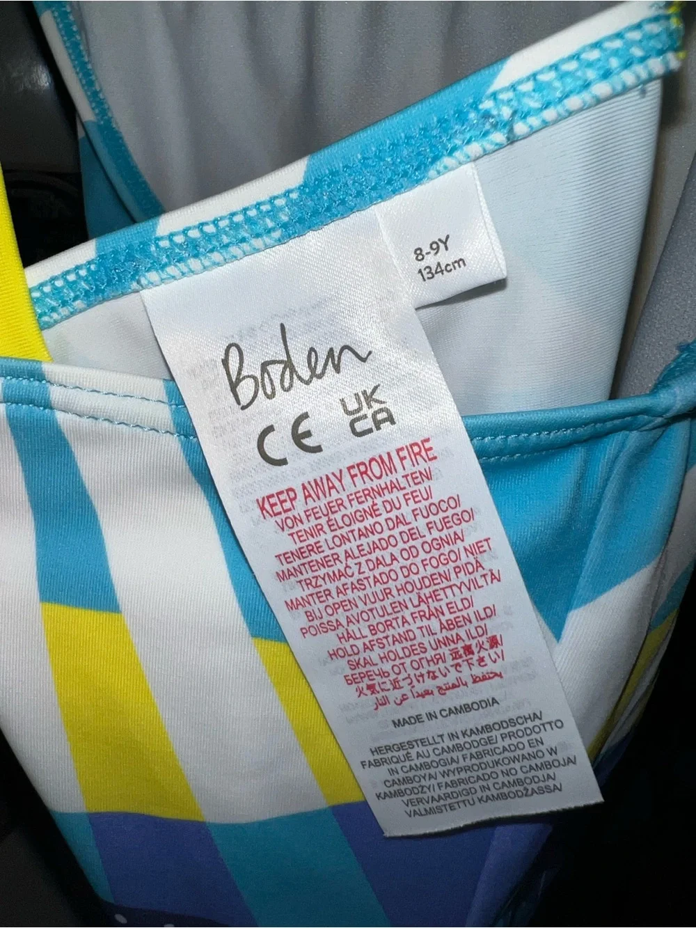 Boden Blue Ocean Whale One-Piece Swimsuit with Yellow Straps